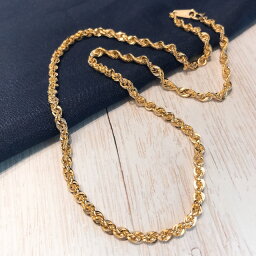 k18 18金 シャイニーロープ デザイン ネックレス チェーン 3.5mm 幅45センチ / k18 shiny rope necklace 3.5mm 45cm