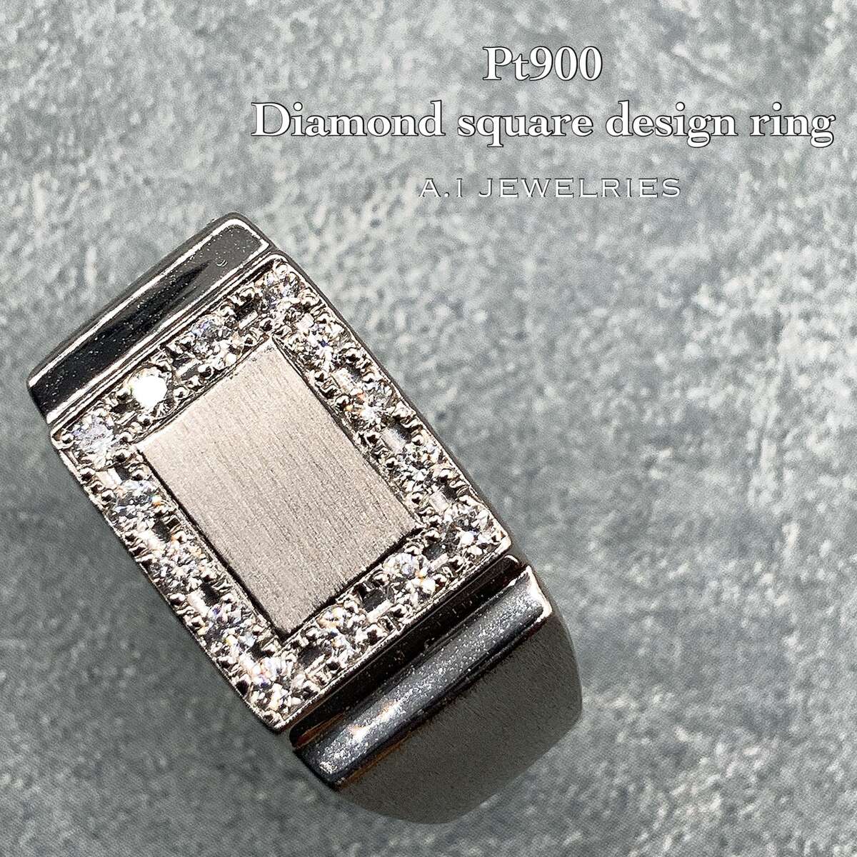 プラチナ900 ダイヤモンド スクエア リング /Pt900 diamond square ring 品番:kr-1002074