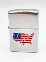 【卸価格!!】ZIPPO/ジッポー オイルライター シルバー USA アメリカ国旗 大陸マップ 星条旗 YY190
