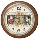 SEIKO CLOCK セイコー クロック FW587B 掛け時計 ミッキーマウス ミニーマウス 電波 アナログ からくり 6曲 メロディ ミッキー&フレンズ Disney Time ディズニータイム 茶 マーブル 模様