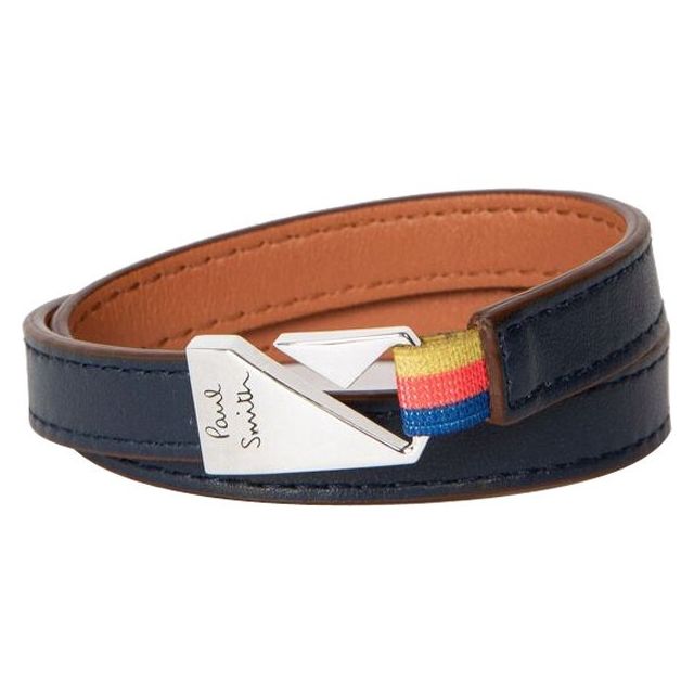 ポールスミス ブレスレット メンズ ポールスミス Paul Smith M1A-BRAC-AHOOK-47 レザーブレスレット ネイビー