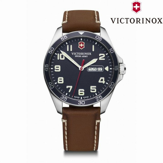 【最大2000円OFFクーポン11日(月)01:59迄】ビクトリノックス VICTORINOX FIELDFORCE フィールドフォース(ブルー) レザーストラップ (ブラウン) 241848 腕時計 メンズ