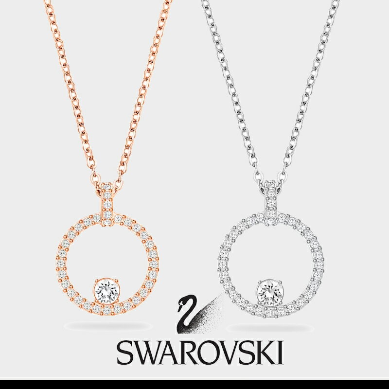 スワロフスキー SWAROVSKI ネックレス クリア クリスタル パヴェ サークル ペンダント ロジウム・コーティング