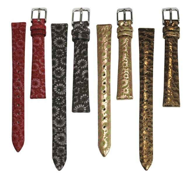 イタリア製のカーフ素材にブロッサム柄を施したバンドです。 国内ブランド クレファー CREPHA 定番の腕時計用替えベルト 工具・バネ棒付、自分で出来る取替えキット！ ・ベルト交換は専用工具を使用し十分に注意をした上で行ってください。 ・ベルト購入時は時計本体取り付け部分のサイズがぴったり合うものをお選びください。サイズが異なると取り付けができない場合がございます。 【12mm】 寸法：約12（取付幅）×約10（美錠幅）×約69（12時側）×約110（6時側）mm 質量：約6g 生産国：中国 【14mm】 寸法：約14（取付幅）×約12（美錠幅）×約69（12時側）×約110（6時側）mm 質量：約7g 生産国：中国