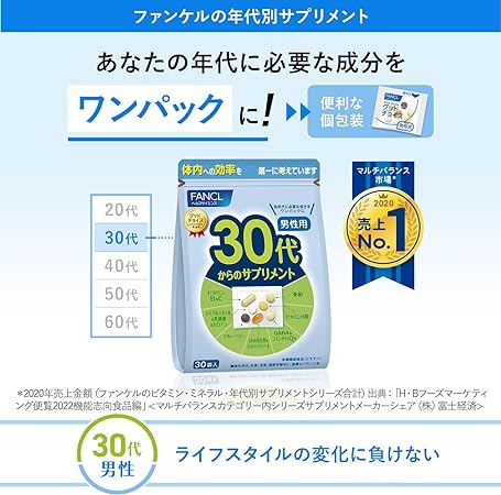 【最安値挑戦】FANCL　30代からのサプリメント 男性用　(30回分×3袋) [機能性表示食品] 2