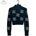 FENDI フェンディ カリグラフィニット ウール カシミア混 ブラック CA05997321 サイズ36 セーター レディース