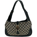 GUCCI グッチ ジャッキー ワンショルダーバッグ レザー キャンバス ブラック ブラウン 0013306 3444 レディース ハンドバッグ ヴィンテージバ...