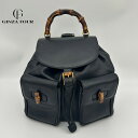 【中古】【送料無料】 GUCCI(グッチ)バンブー ブラック 黒 ブラウン ゴールド金具 レザー 003 58 0016 リュックサック バックパック レディース