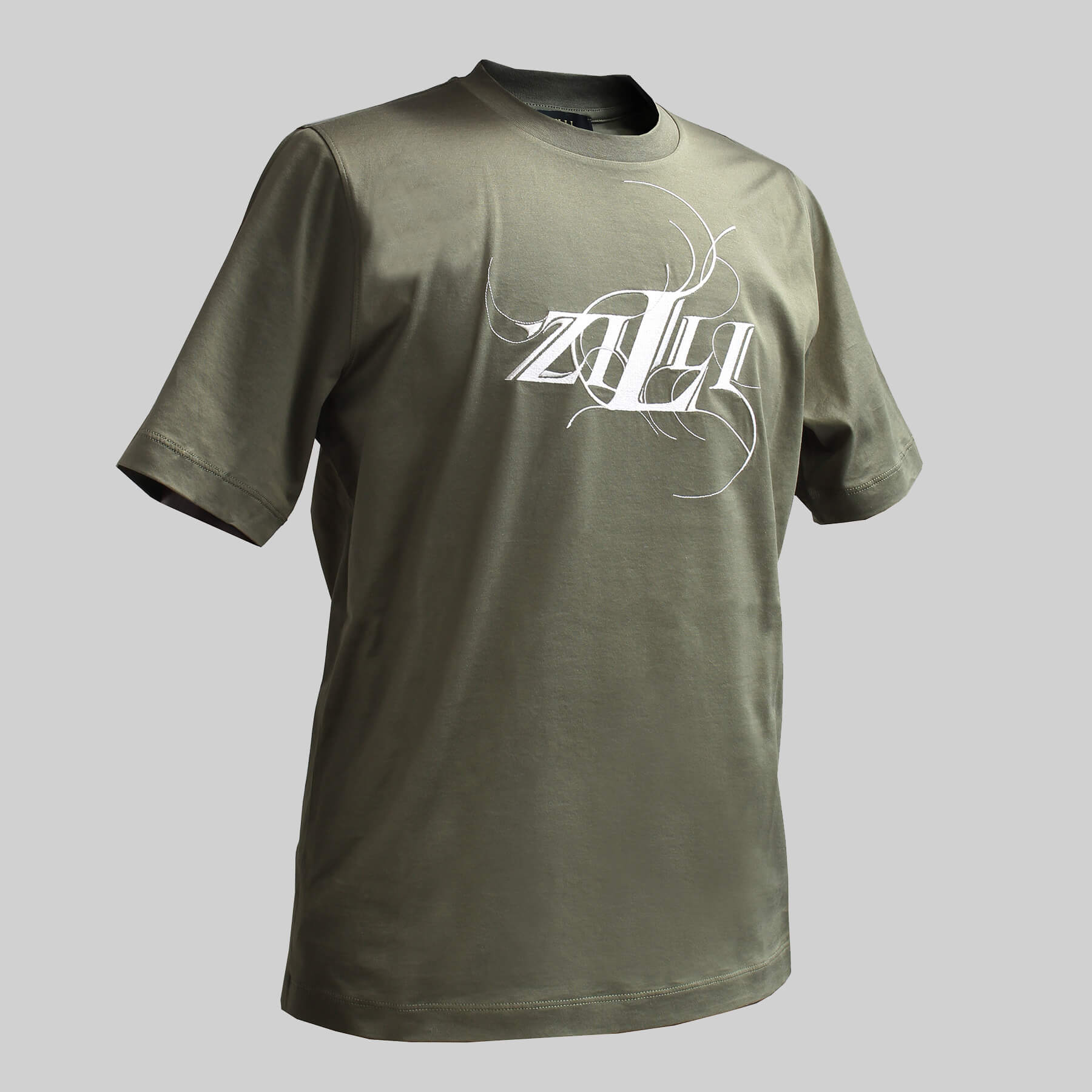 ZILLI (ジリー)Tシャツ シャツ カットソー メンズ ZILLI ジリー コットン 高級 トップス 半袖 刺繍 モスグリーン