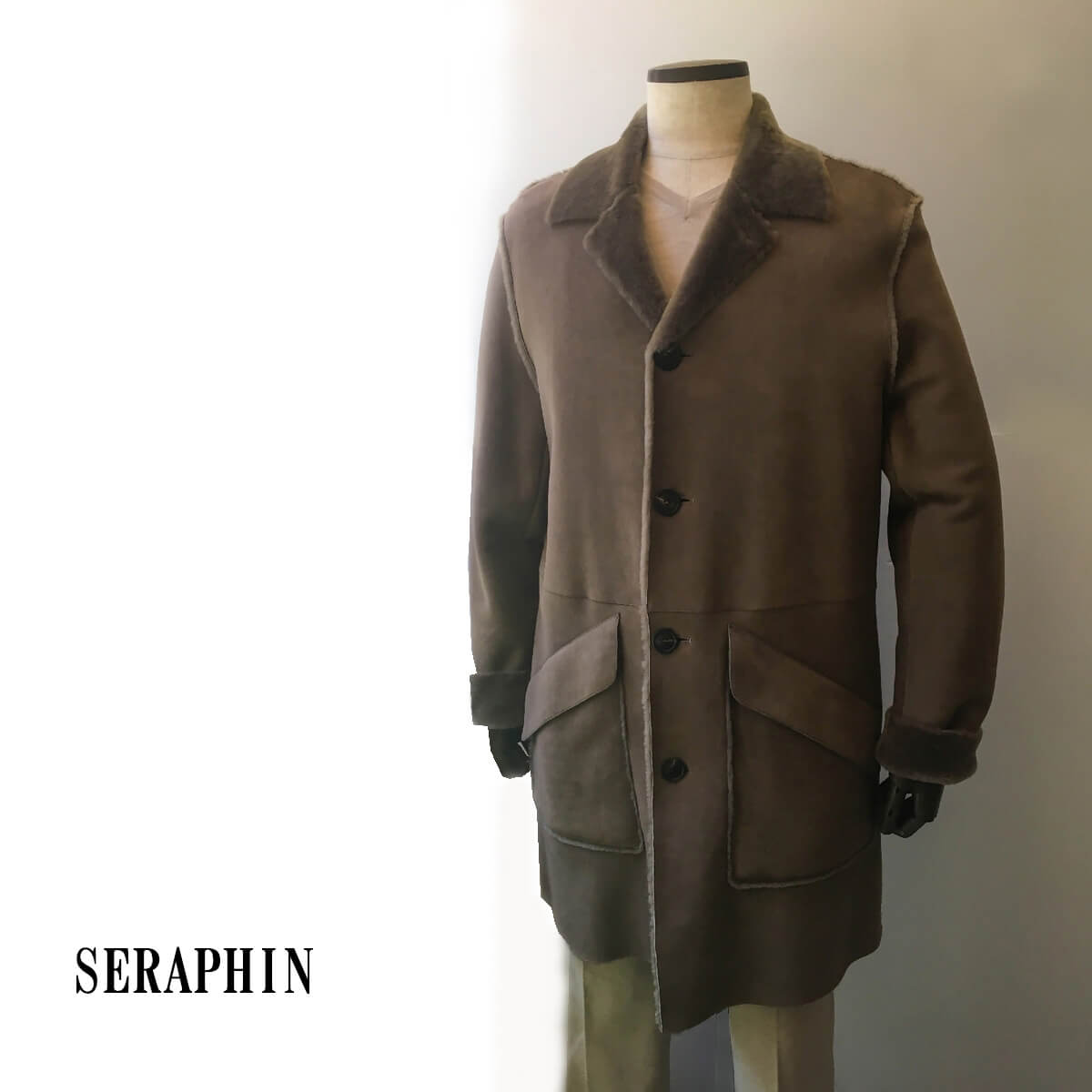 SERAPHIN (セラファン)コート メンズ カジュアル ムートンコート 本革 ブランド ロングコート おしゃれ