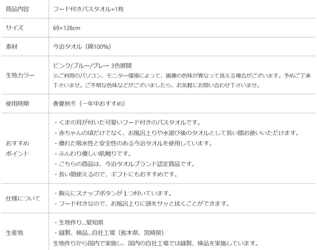 【バスタオル】　PUPO　プーポ　バスポンチョ　バスタオル　お風呂　お風呂グッズ　日本製　今治産　今治タオル　フード付き　出産祝い　出産祝い女の子　出産祝い男の子　出産準備　出産準備品　お祝い　ギフト　プレゼント　赤ちゃん　沐浴　お風呂　長く使える 3