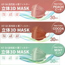 KF-94 立体3D MASK 高性能4層フィルターマスク 大人用 30枚(箱入) PFE/VFE/BFE 99％カット 不織布 血色マスク 使い捨て ダイヤモンド形状 韓国 韓流 ピーチ ココア ミント ニューカラー NEW COLOR