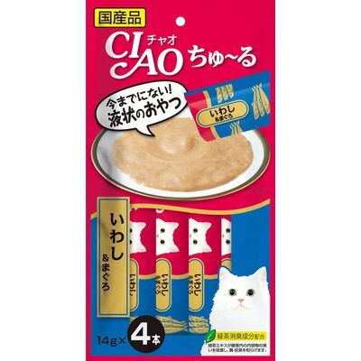 乐天商城 - いなば　猫用　CIAOちゅ～る　いわし＆まぐろ　14g×4