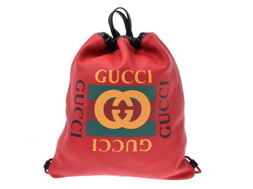 GUCCI グッチ ドローストリング トートバッグ 2WAY 赤 ユニセックス レザー リュック・デイパック Aランク 中古 銀蔵