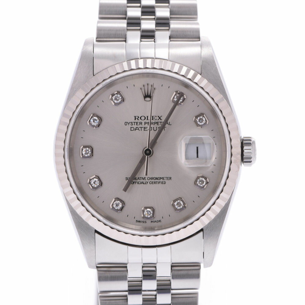 ROLEX ロレックス デイトジャスト 10Pダイヤ 16234G メンズ WG/SS 腕時計 自動巻き シルバー文字盤 Aランク 中古 銀蔵