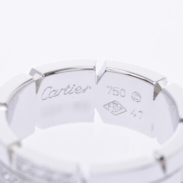 【最大30,000円OFFクーポン★5/1(金)0:00〜】CARTIER カルティエ タンクフランセーズ リング ＃47 ハーフダイヤ 7号 レディース K18WG リング・指輪 Aランク 中古 銀蔵