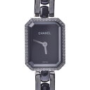 CHANEL シャネル プルミエール ベゼルダイヤ H2163 レディース SS/黒セラミック 腕時 ...