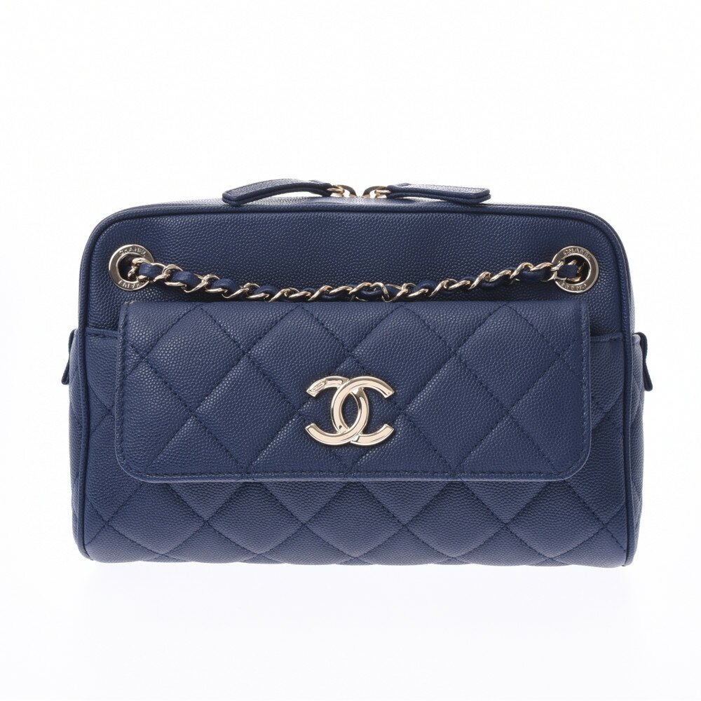 【ポイント3倍★25日限定】【最大2万円OFFクーポン★23日20時～】CHANEL シャネル マトラッセ スモールカメラケース 青 ゴールド金具 レディース キャビアスキン ショルダーバッグ Aランク 中古 銀蔵のサムネイル