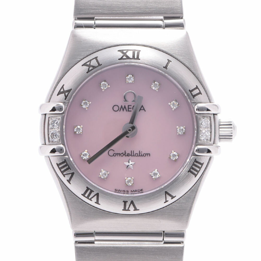 【ポイント2倍★30日限定】【最大25,000円OFFクーポン★30日まで】OMEGA オメガ コンステレーション ベゼル4Pダイヤ 12Pダイヤ 1566.66 レディース SS 腕時計 クオーツ ピンクシェル文字盤 Aランク 中古 銀蔵