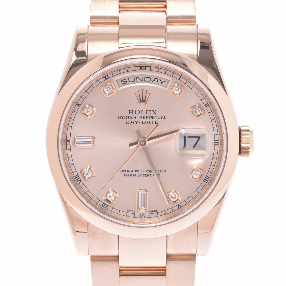 ROLEX ロレックス デイデイト 10Pダイヤ 118205A メンズ PG 腕時計 自動巻き ピンク文字盤 Aランク 中古 銀蔵