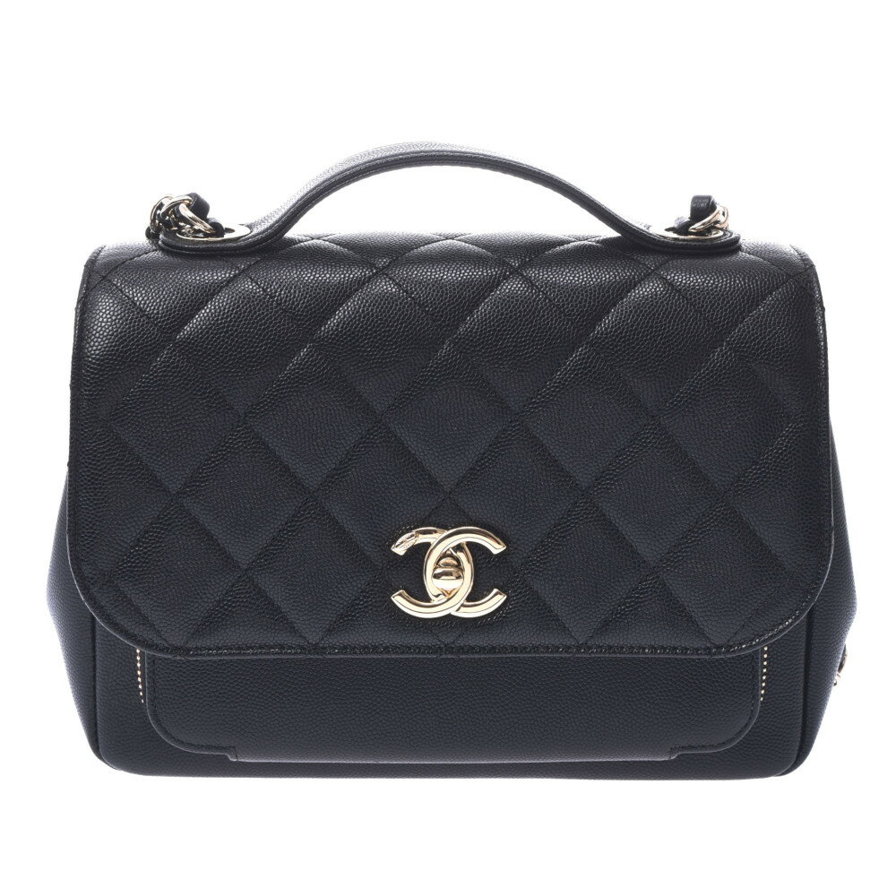 CHANEL シャネル マトラッセ トップハンドル 2WAYバッグ 黒 ゴールド金具 レディース キャビアスキン ショルダーバッグ 新同 中古 銀蔵のサムネイル