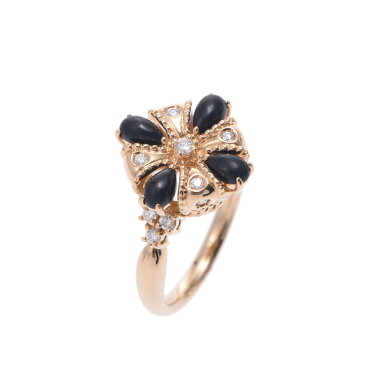 【サマーセレクション10万以下】 POLA ポーラ 王冠モチーフ ダイヤ0.23ct カルセドニー0.72ct 13号 レディース K18YG リング・指輪 Aランク 中古 銀蔵