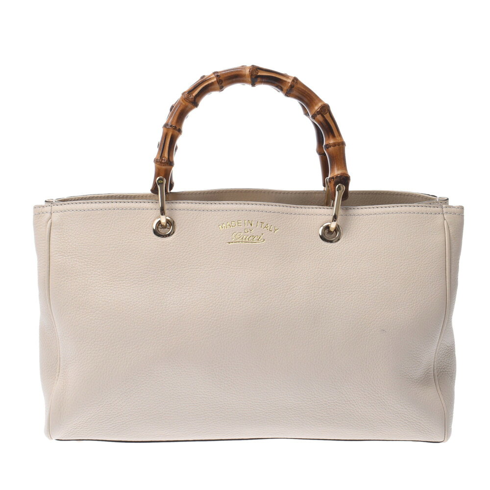 【ポイント2倍★30日限定】【最大25,000円OFFクーポン★30日まで】GUCCI グッチ バンブーショッパー 2WAYバッグ アイボリー 323660 レディース カーフ ハンドバッグ Aランク 中古 銀蔵