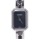 CHANEL シャネル プルミエール ベゼルダイヤ H2163 レディース SS/黒セラミック 腕時 ...