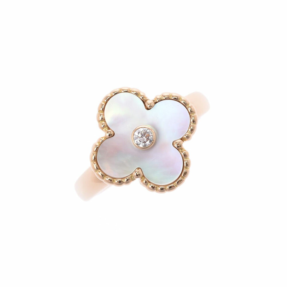 【ポイント2倍★30日限定】【最大25,000円OFFクーポン★30日まで】Van Cleef & Arpels ヴァンクリーフ＆アーペル ヴィンテージアルハンブラ #52 12号 レディース K18YG/シェル/1Pダイヤ リング・指輪 Aランク 中古 銀蔵のサムネイル