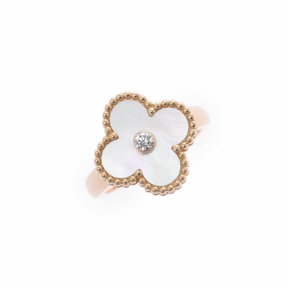 【ポイント2倍★30日限定】【最大25,000円OFFクーポン★30日まで】VAN CLEEF & ARPELS ヴァンクリーフ＆アーペル ヴィンテージアルハンブラ #49 9号 レディース K18PG/シェル/1Pダイヤ リング・指輪 Aランク 中古 銀蔵のサムネイル