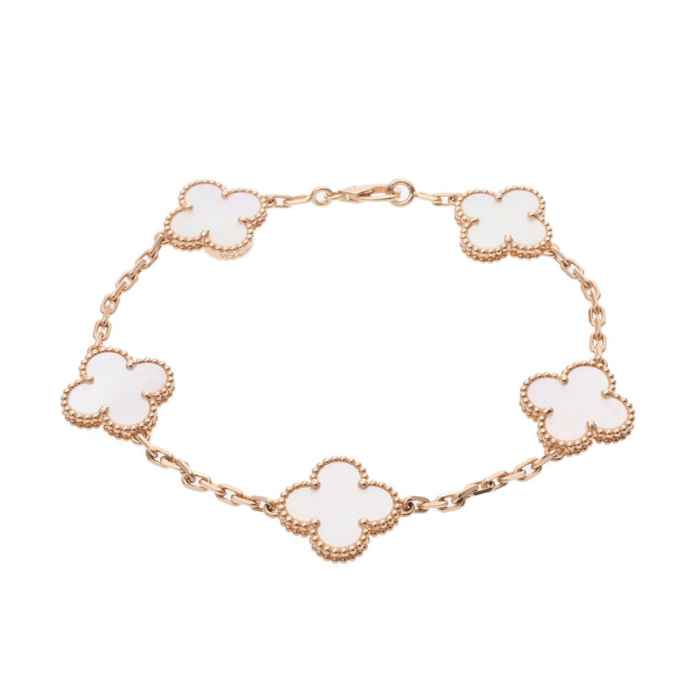 【ポイント3倍★22日～】【最大2万円OFFクーポン★23日1:59まで】VAN CLEEF & ARPELS ヴァンクリーフ＆アーペル アルハンブラ クローバー レディース YG/シェル ブレスレット Aランク 中古 銀蔵のサムネイル