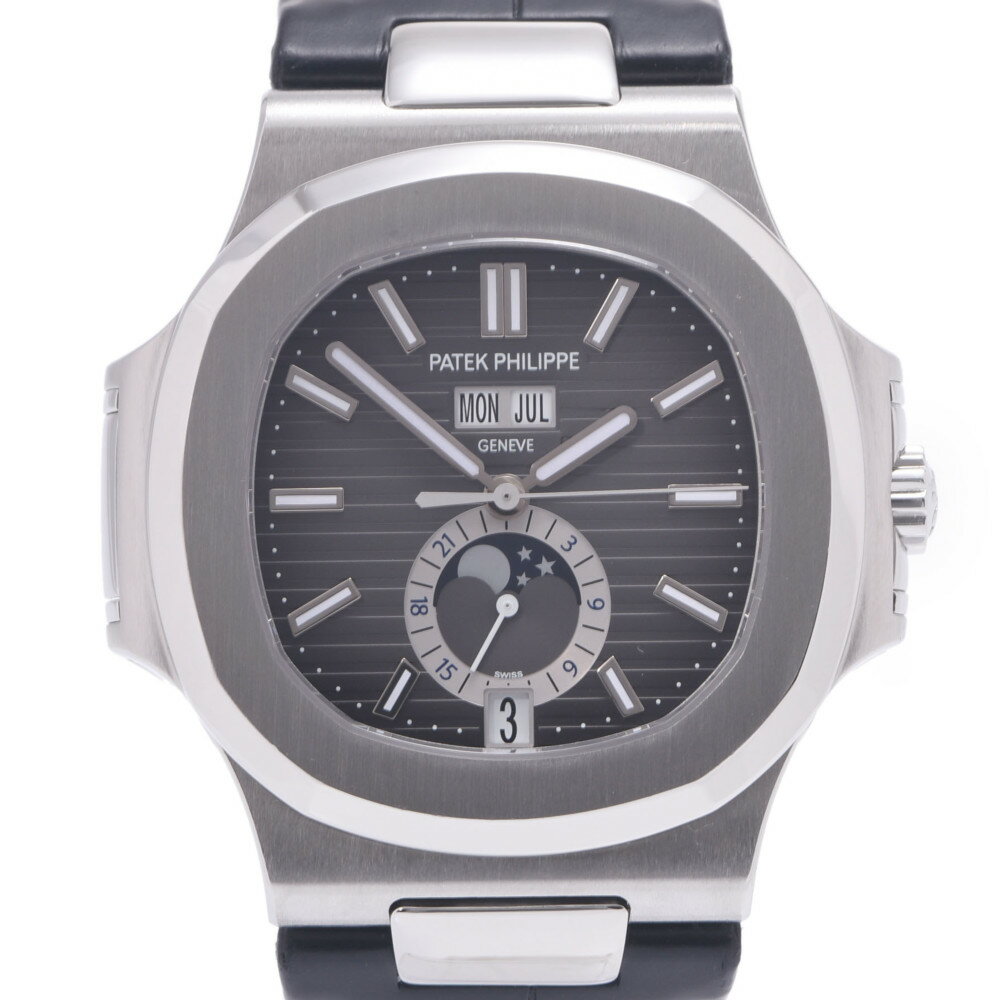 【ポイント3倍★15日限定】【最大2万円OFFクーポン★16日まで】PATEK PHILIPPE パテックフィリップ ノーチラス 新品ベルト 5726A-001 メンズ SS/革 腕時計 自動巻き 黒文字盤 Aランク 中古 銀蔵