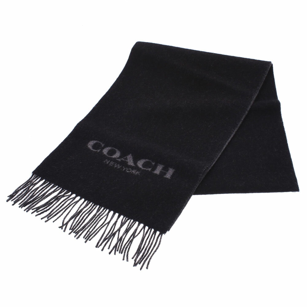 COACH コーチ アウトレット 黒/グレー 76053 ユニセックス ウール95％/カシミヤ5％ マフラー 未使用 銀蔵