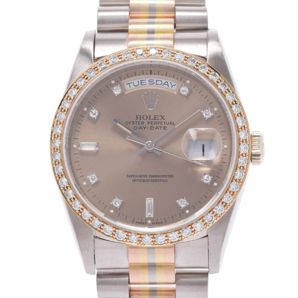 【ポイント3倍★18日限定】ROLEX ロレックス デイデイト 10Pダイヤ ベゼルダイヤ トリドール 18349ABIC メンズ YG/SS 腕時計 自動巻き コパー文字盤 Aランク 中古 銀蔵