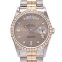 【ポイント3倍★5日限定】【最大2万円OFFクーポン★6日まで】ROLEX ロレックス デイデイト 10Pダイヤ ベゼルダイヤ トリドール 18349ABIC メンズ YG/SS 腕時計 自動巻き コパー文字盤 Aランク 中古 銀蔵