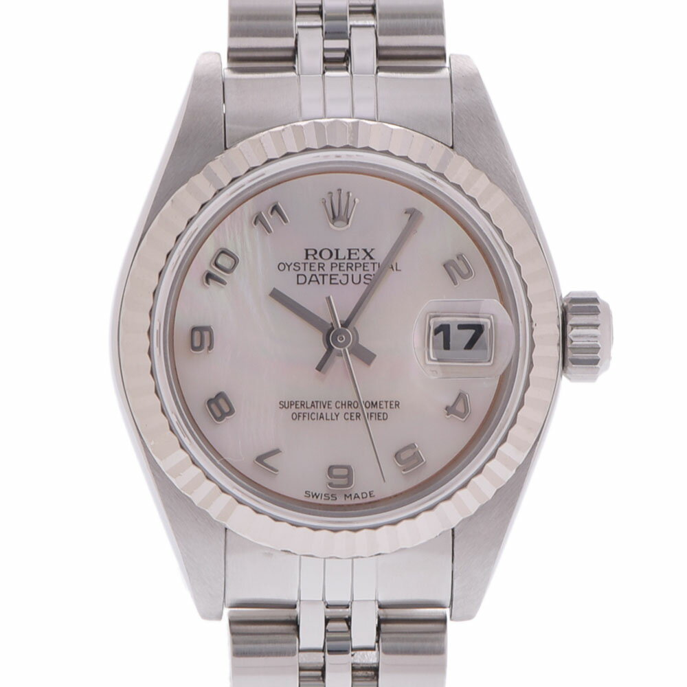 【ポイント3倍★15日限定】【最大2万円OFFクーポン★16日まで】ROLEX ロレックス デイトジャスト 79174NA レディース WG/SS 腕時計 自動巻き ピンクシェル文字盤 Aランク 中古 銀蔵