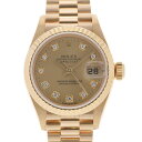 【ポイント3倍★10日限定】【最大2万円OFFクーポン★9日20時～】ROLEX ロレックス デイトジャスト 10Pダイヤ 69178G レディース YG 腕時計 自動巻き シャンパン文字盤 Aランク 中古 銀蔵