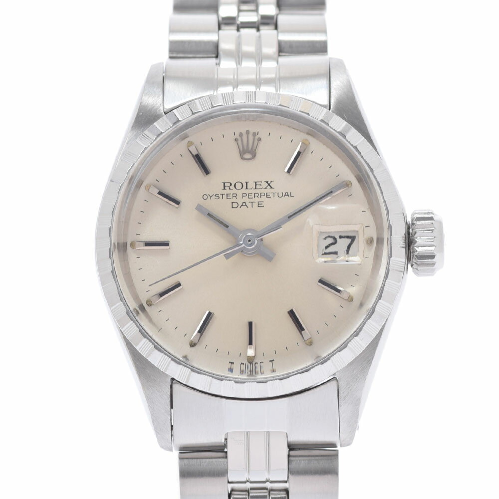 【ポイント3倍★15日限定】【最大2万円OFFクーポン★16日まで】ROLEX ロレックス オイスターパーペチュアル デイト アンティーク 6524 レディース SS 腕時計 自動巻き グレー文字盤 ABランク 中古 銀蔵