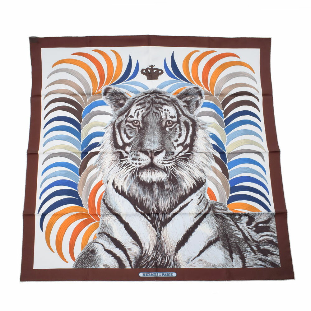 HERMES エルメス カレ90 王者の虎 マロン/白/マルチ レディース シルク100％ スカーフ 新品 銀蔵のサムネイル