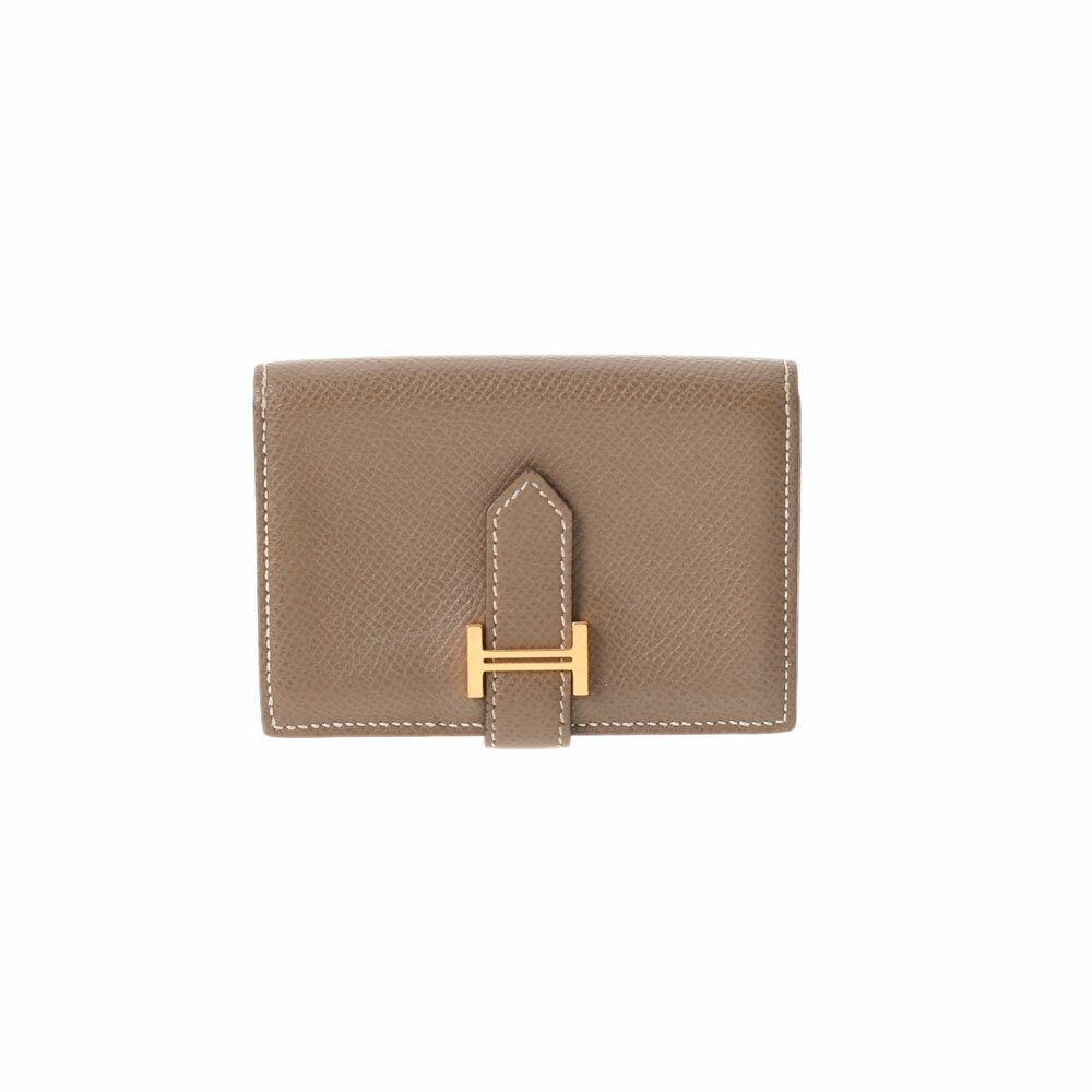 HERMES エルメス ベアン エトゥープ ゴールド金具 D刻印(2019年頃) ユニセックス ヴォーエプソン カードケース ABランク 中古 銀蔵のサムネイル