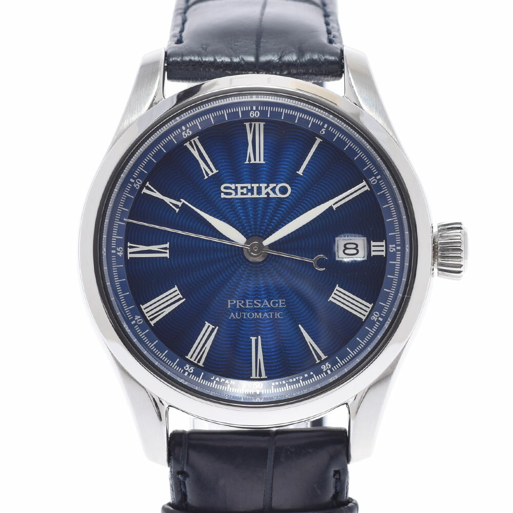 【ポイント3倍★15日限定】【最大2万円OFFクーポン★16日まで】SEIKO セイコー プレザージュ 裏スケ SARX059 メンズ SS/革 腕時計 自動巻き 青（七宝ダイヤル）文字盤 ABランク 中古 銀蔵