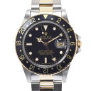 【最大2万円OFFクーポン★1日～】ROLEX ロレックス GMTマスター 16753 メンズ YG/SS 腕時計 自動巻き 黒文字盤 ABランク 中古 銀蔵