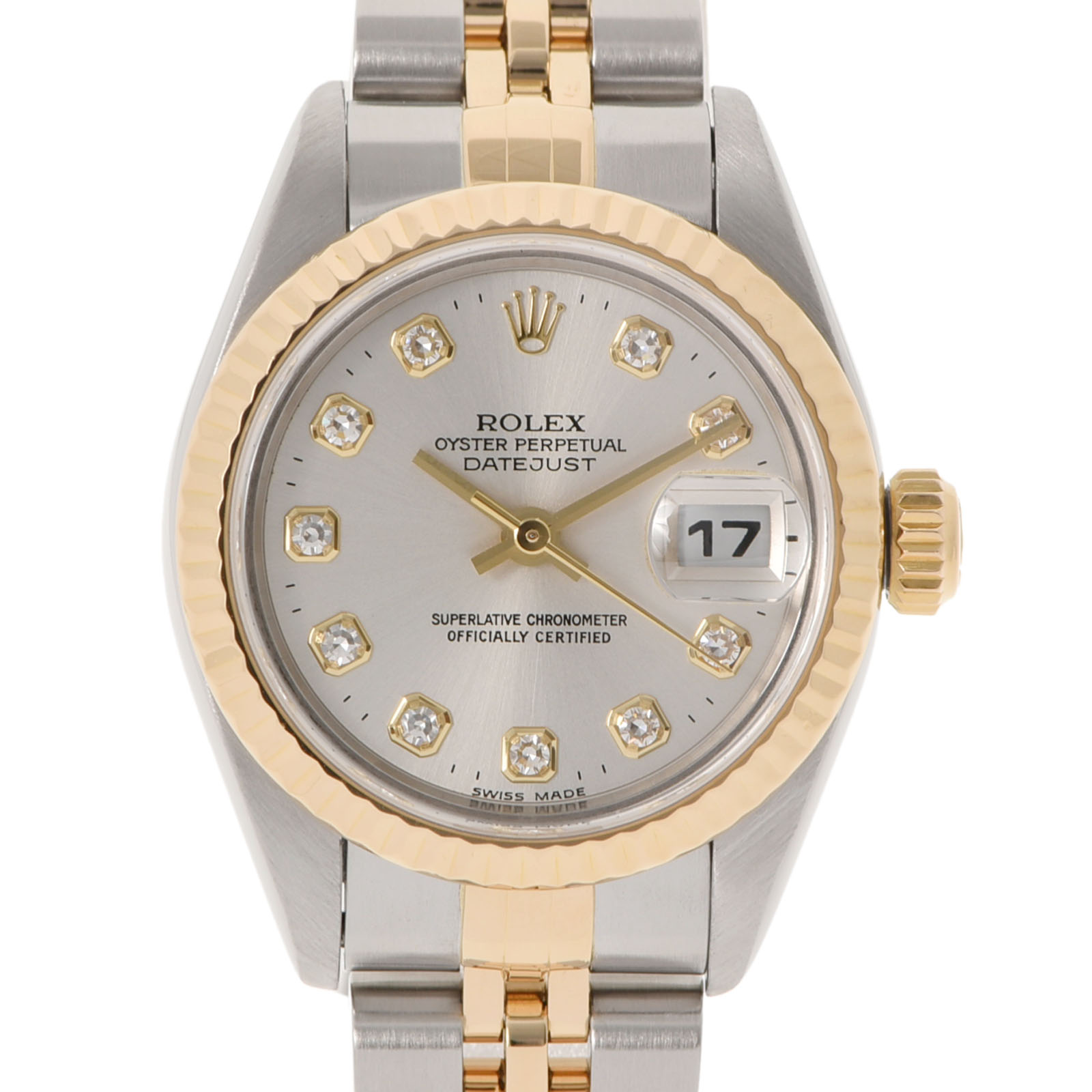 【ポイント3倍★25日限定】【最大2万円OFFクーポン★23日20時～】ROLEX ロレックス デイトジャスト 10Pダイヤ 79173G レディース YG/SS 腕時計 自動巻き シルバー文字盤 Aランク 中古 銀蔵