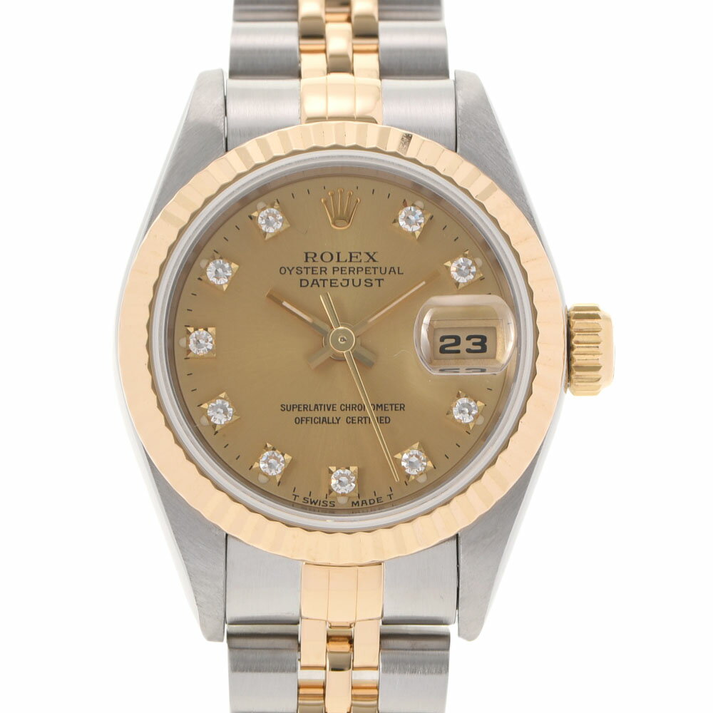 ROLEX ロレックス デイトジャスト 10Pダイヤ 69173G レディース YG/SS 腕時計 自動巻き シャンパン文字盤 Aランク 中古 銀蔵