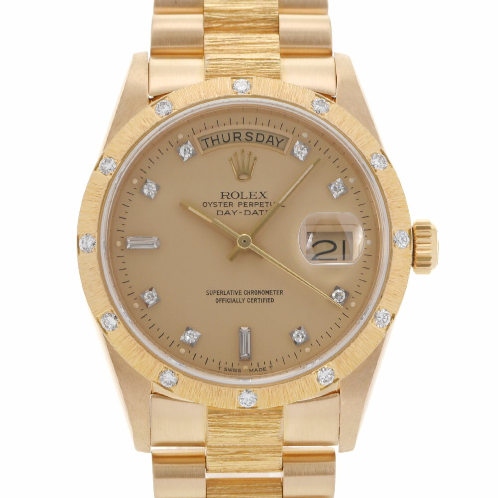 【ポイント3倍★10日限定】【最大2万円OFFクーポン★9日20時～】ROLEX ロレックス デイデイト 10Pダイヤ ベゼル12Pダイヤ 18108A メンズ YG 腕時計 自動巻き シャンパン文字盤 Aランク 中古 銀蔵