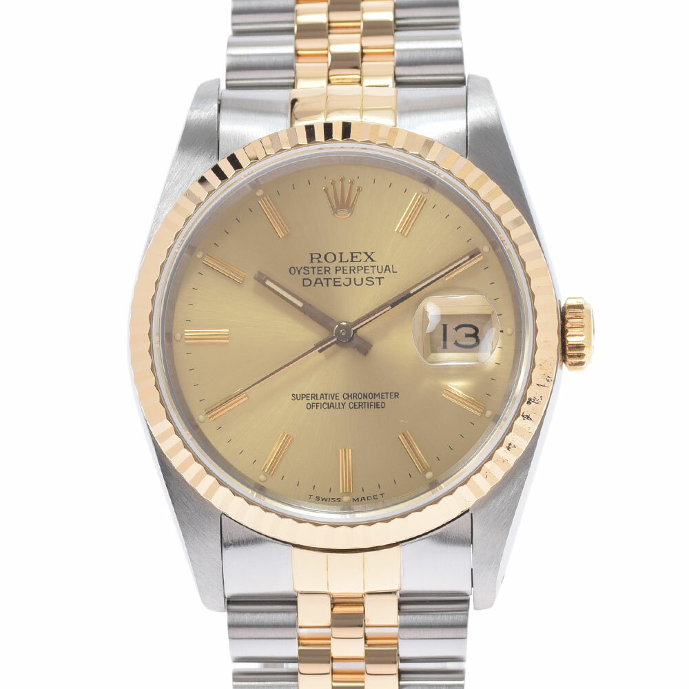 【ポイント3倍★10日限定】【最大2万円OFFクーポン★9日20時～】ROLEX ロレックス デイトジャスト 16233 メンズ YG/SS 腕時計 自動巻き シャンパン文字盤 Aランク 中古 銀蔵