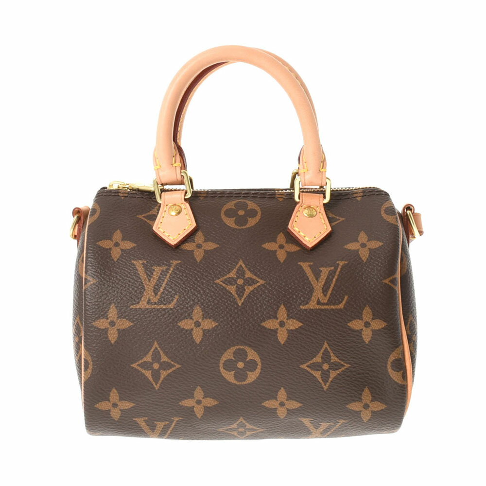 【ポイント3倍★10日限定】【最大2万円OFFクーポン★9日20時～】LOUIS VUITTON ルイヴィトン モノグラム ナノスピーディ ブラウン M61252 レディース モノグラムキャンバス ショルダーバッグ 新同 中古 銀蔵