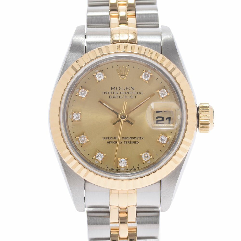 ROLEX ロレックス デイトジャスト 10Pダイヤ 69173G レディース YG/SS 腕時計 自動巻き シャンパン文字盤 Aランク 中古 銀蔵