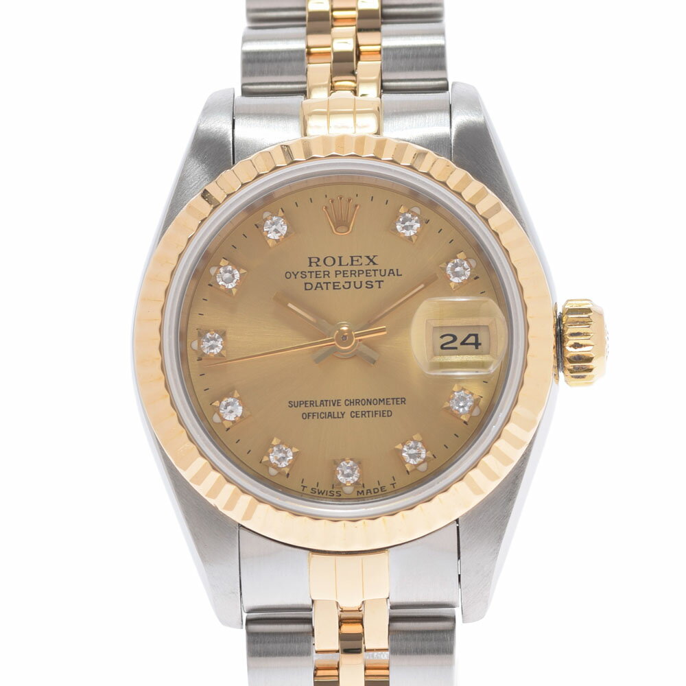 【ポイント3倍★25日限定】【最大2万円OFFクーポン★23日20時～】ROLEX ロレックス デイトジャスト 10Pダイヤ 69173G レディース YG/SS 腕時計 自動巻き シャンパン文字盤 Aランク 中古 銀蔵