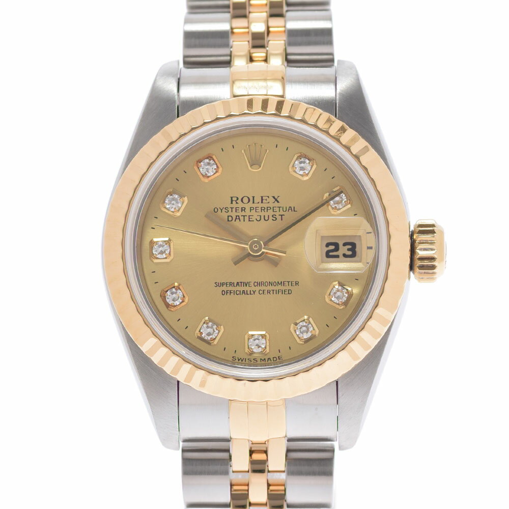 ROLEX ロレックス デイトジャスト 10Pダイヤ 69173G レディース YG/SS 腕時計 自動巻き シャンパン文字盤 Aランク 中古 銀蔵